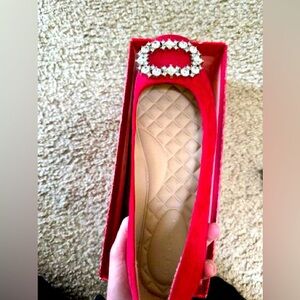 Kelly & Katie Microsuede Flat (red)